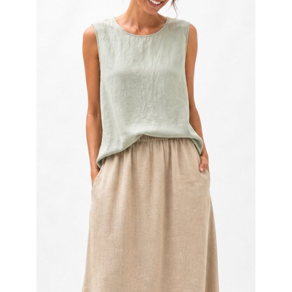 Linden Hill Green 100% linen Womens Size X-Large Tunic Tank top lagenlook